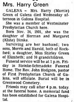 Mamie Dimke Green - Freeport Journal-Standard 16 Nov 1972